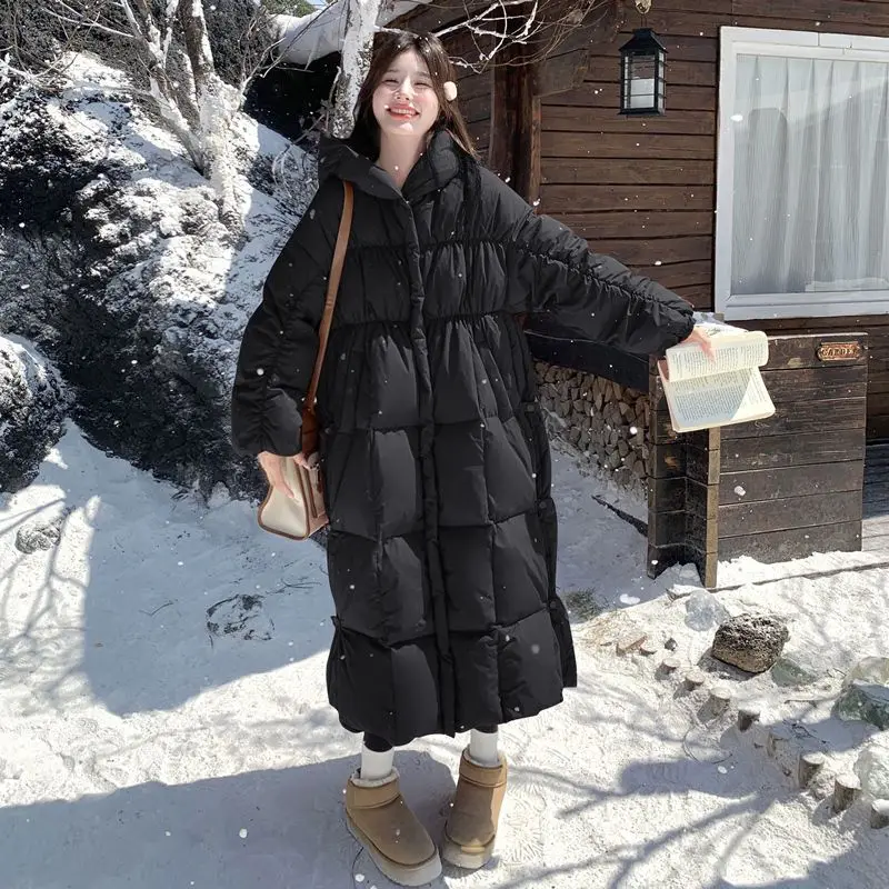 冬用ユーロ新作レディースダウンジャケット通勤用フード付きスプライシングハイストリート暖かいダウンジャケット