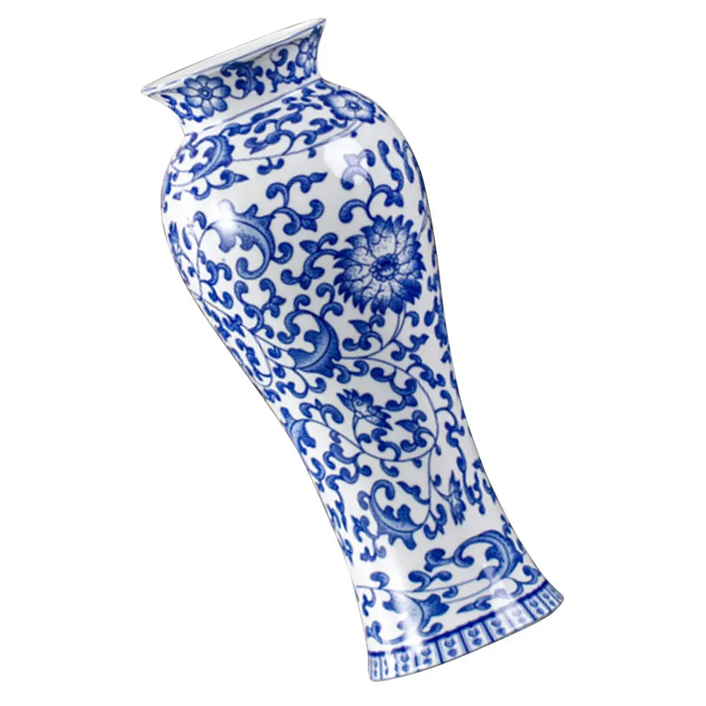 

Ceramic Flower Vase Chinese Style Household Size Table Centerpiece Decoration Desktop Vase Blue White Porcelain