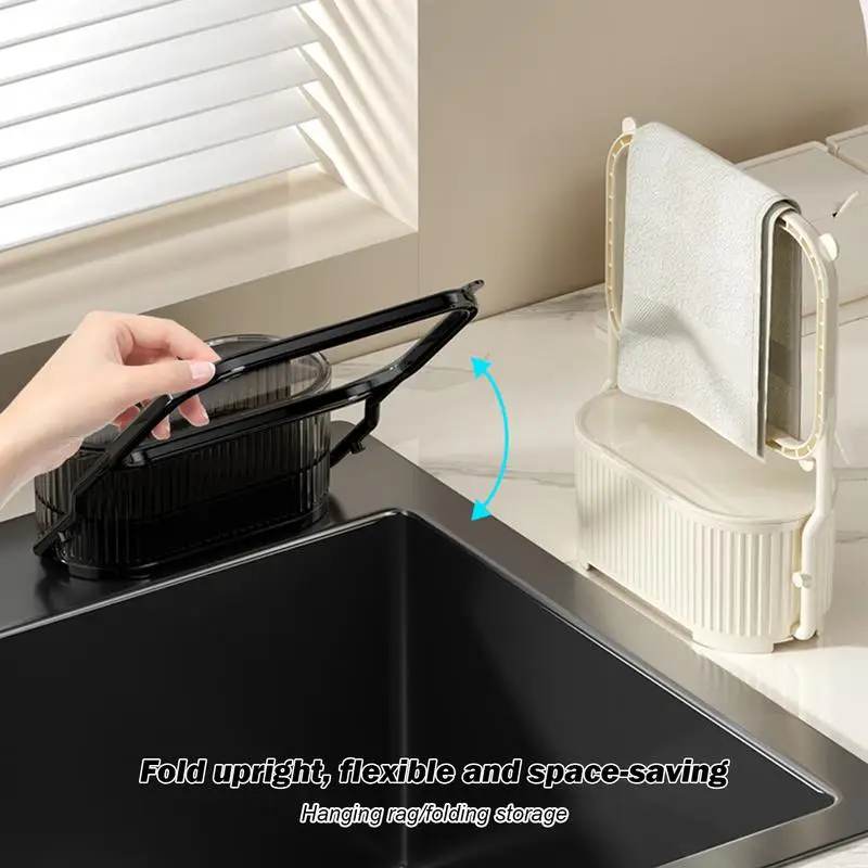 Kitchen Sink Filter Rack Folding Kitchen Sink Strainer Bracket Filter Rack Waste Garbage Hang Net With Storage Box Suction Cup