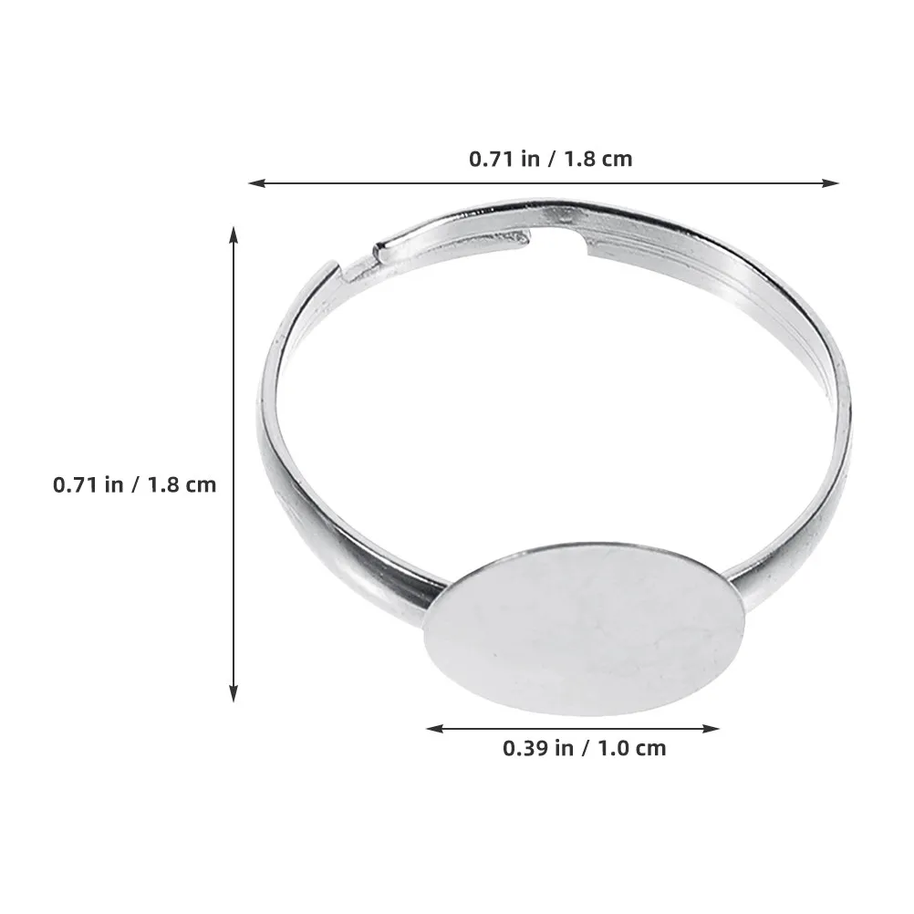 50Pcs Adjustable Flat Ring Bases 10Mm Pad Size for Jewelry Craft Supplies DIY Ring Making Blank Settings Secure Adhesive view 5