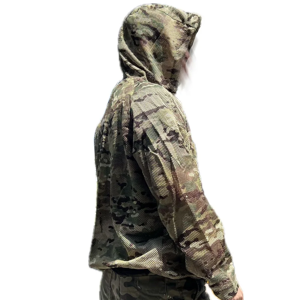 Mesh MC Jacket Tactical Hooded Jacket Men Lightweight Breathable Outdoor Ghillie Camou Coat