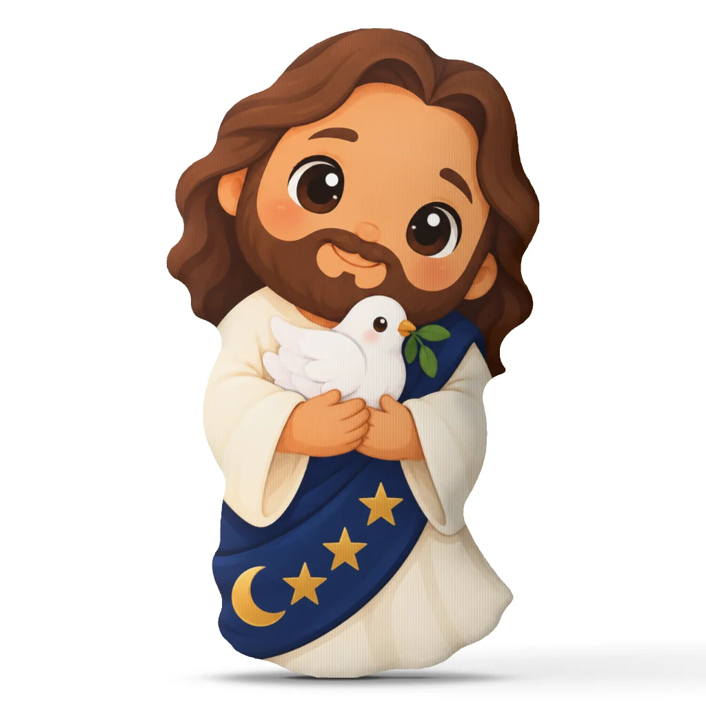 Jesus Holding Dove Christian Peace Shaped Pillow Religious Cushion Cute Throw Pillow Stuffed Home Decor Faith Gift for Sofa