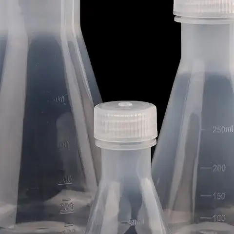 Lab Plastic Erlenmeyer Flask Conical Container Bottle With Screw Cap 50ml To 1000ml For Laboratory Experiments