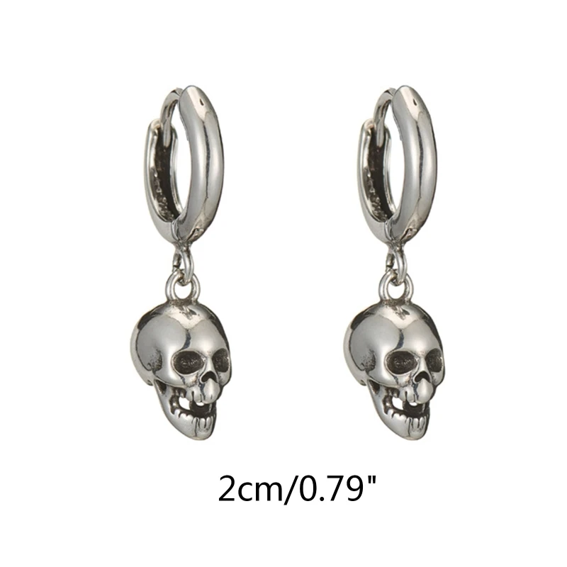 Skull Hoop Earrings for Men Women Punk Gothic Jewelry Holiday Festival Decor