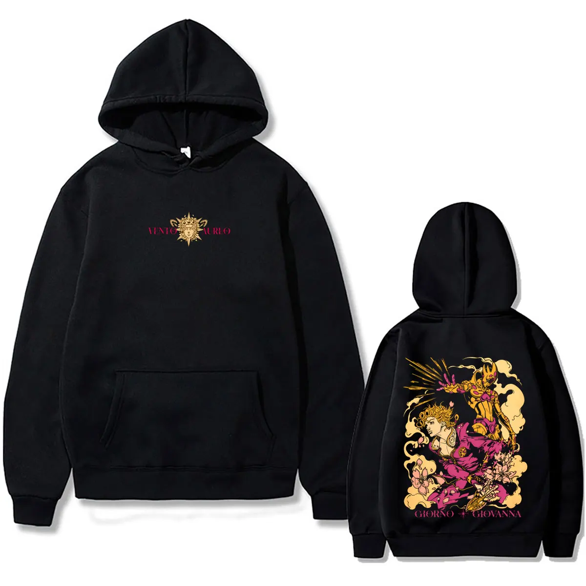 

Anime Jojo Bizarre Adventure Giorno Giovanna Hoodie Men Women Manga Vintage Oversized Sweatshirt Male Casual Pullover Hoodies