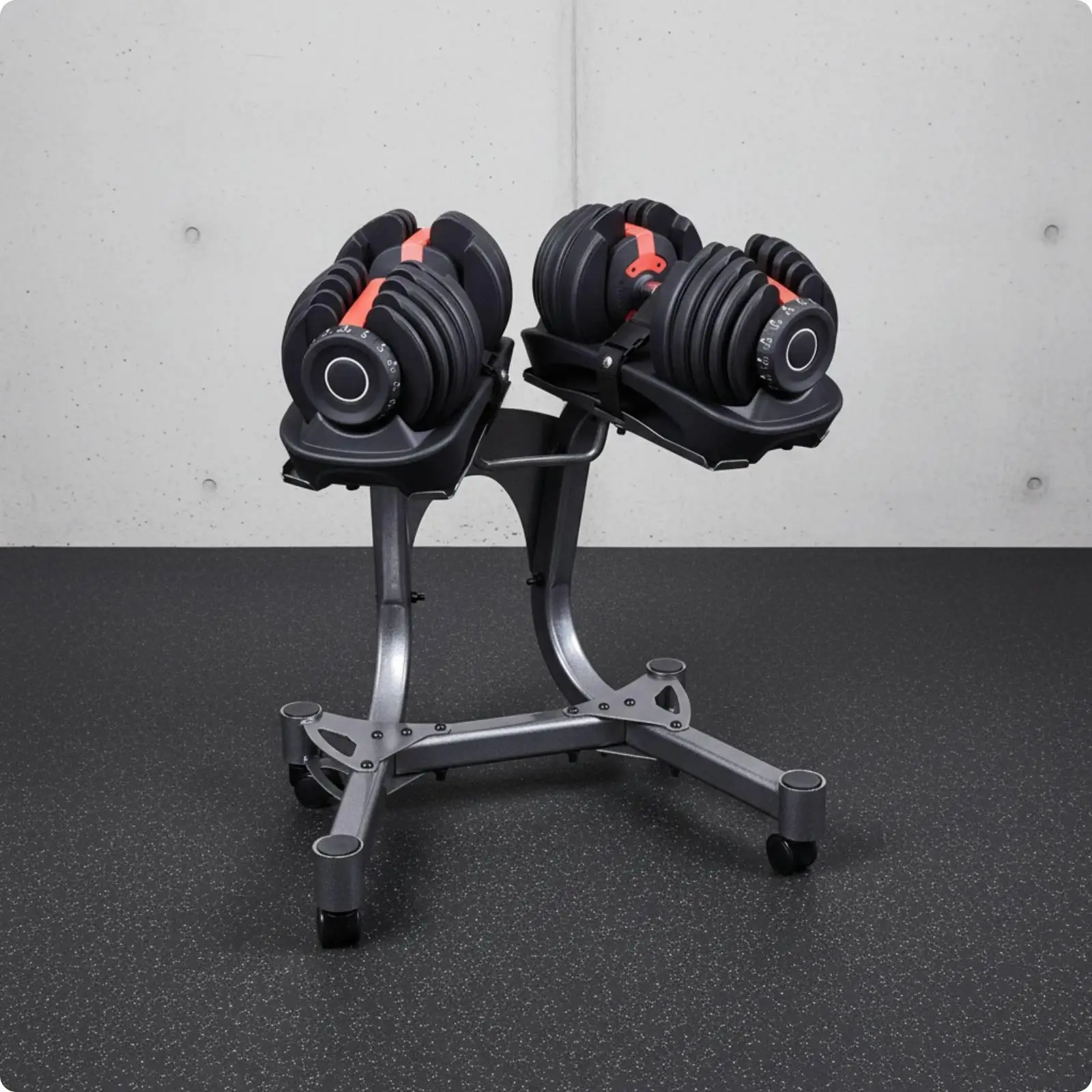 Adjustable Dumbbell Stand on Wheels Mobile Weight Rack with Smooth Rolling Casters Steel Frame Home Gym Equipment Organizer
