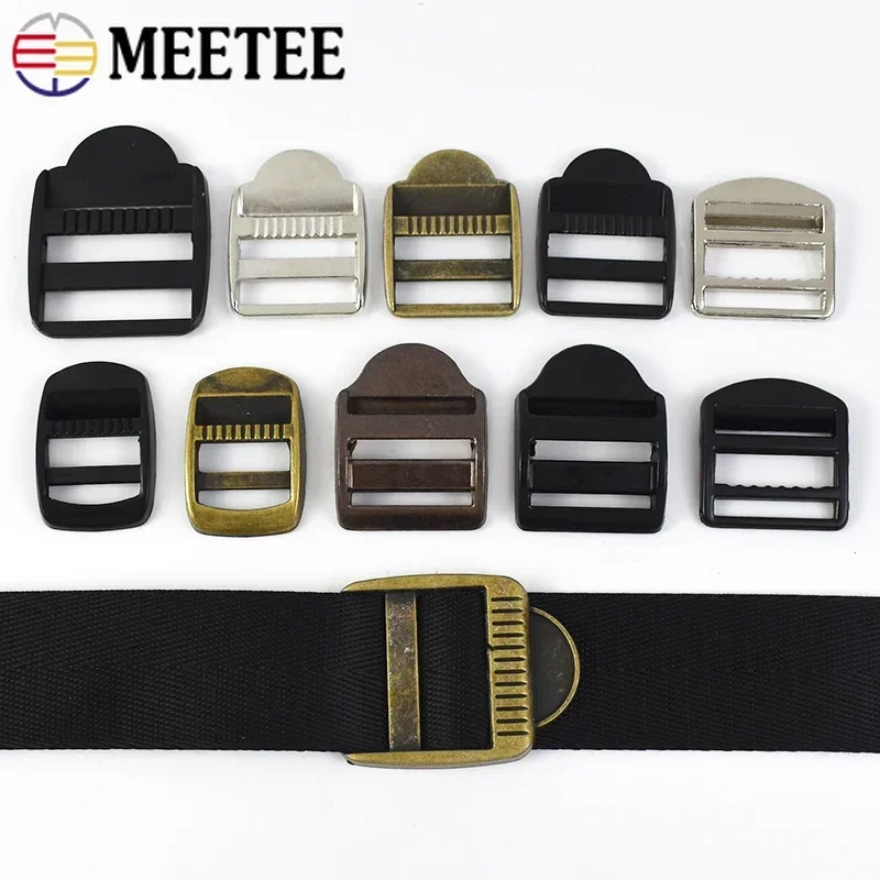 4Pcs Meetee 20/25/32mm Metal Strap Adjuster Tri-Glide Buckle Backpack Shoulder Belt Connect Clasp DIY Leather Craft Accessories