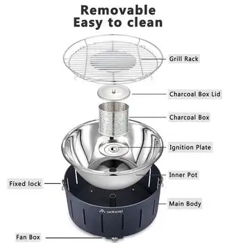 2025年式 室内用無煙ペレットグリル - ポータブルステンレス製チャコールBBQグリル（プランチャ付き）