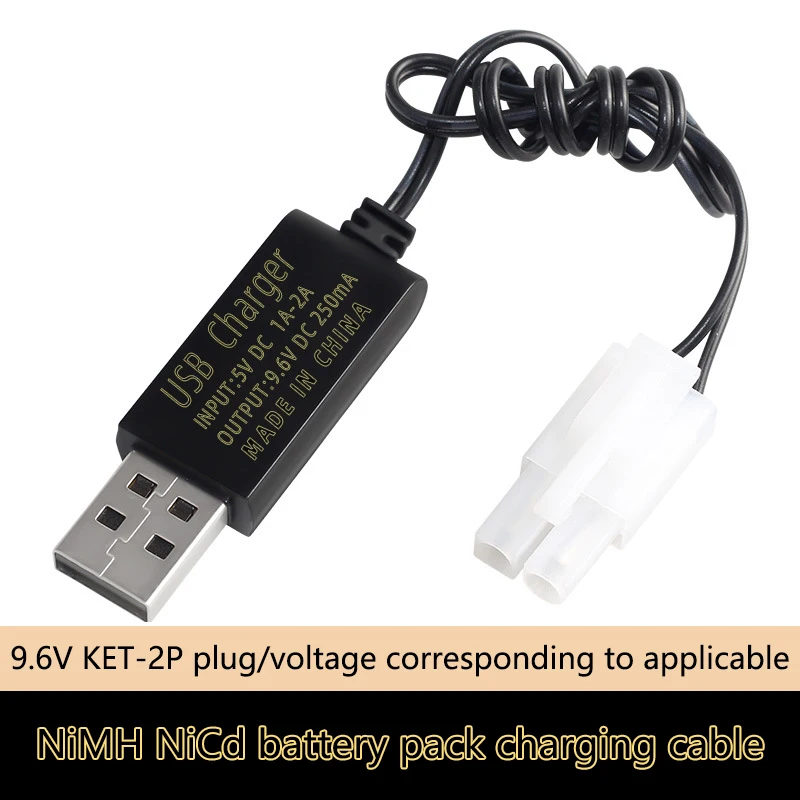 Charger 9.6V KET/2P Plug 250MA Ni-Cd Ni-MH Rechargeable Battery Pack USB