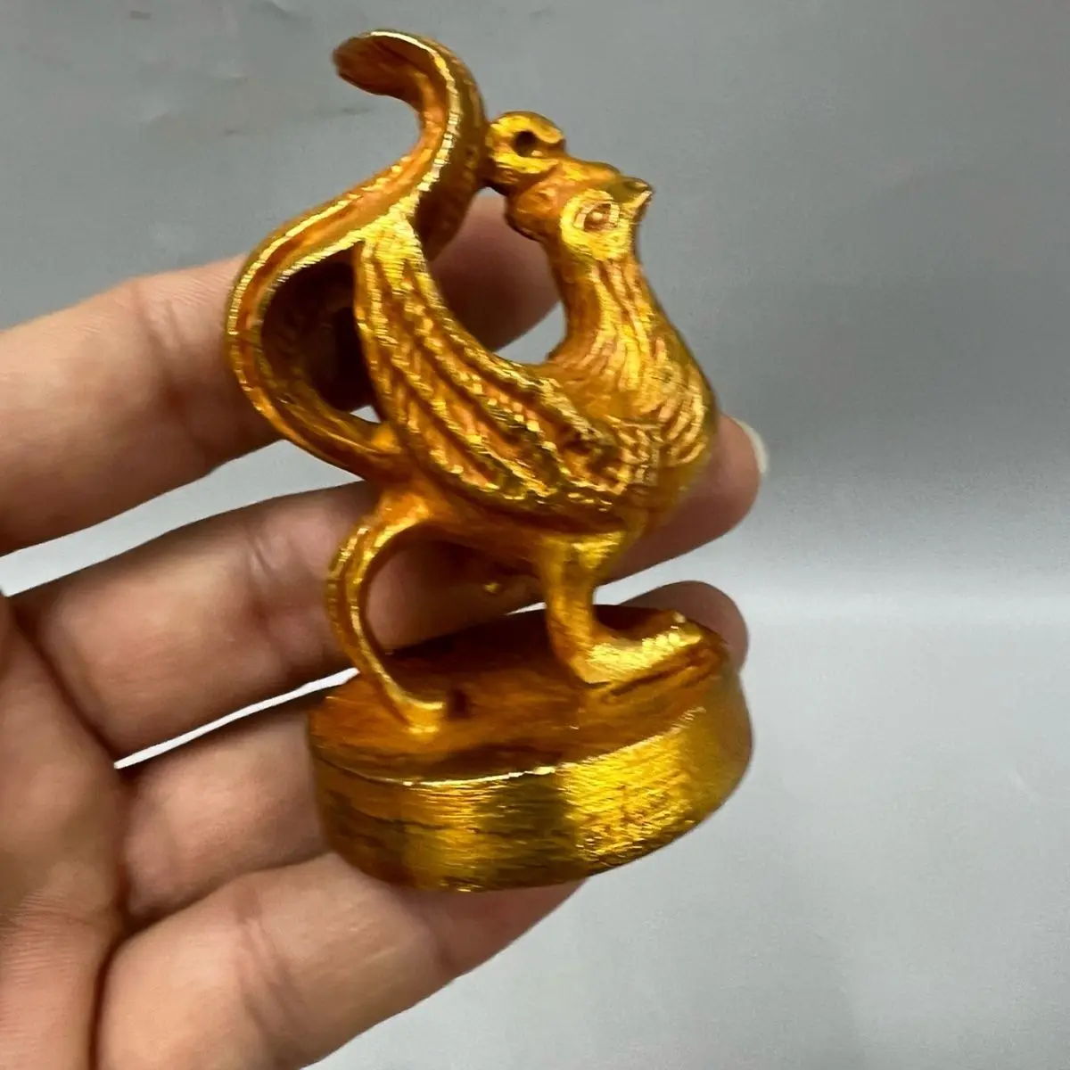 Gilt Vermilion Bird round seal Ornament Decoration Tea Pet Figurines Desk Decor Accessories