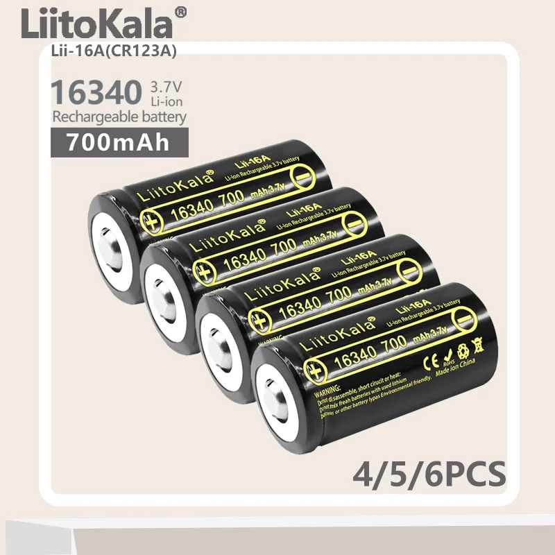 بطارية LiitoKala-Li-ion قابلة لإعادة الشحن لكاميرا الأمان Arlo ، L70 ، CR123A ، ICR123 ، ، شمع ، شمع ، شمع ، 4-6
