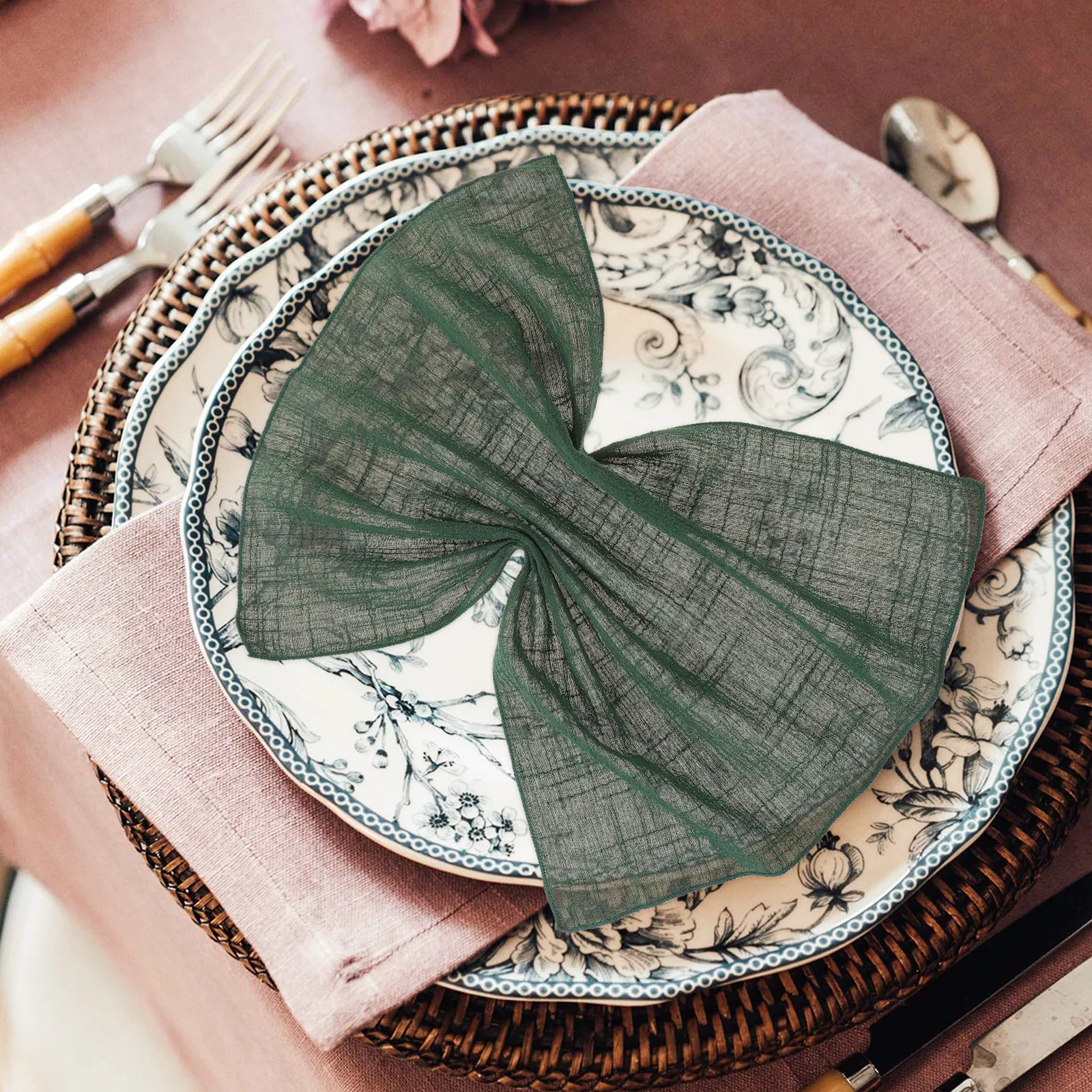 10pcs Washable Reusable Cotton Linen Dinner Napkins for Wedding, Party & Festival Table Decoration