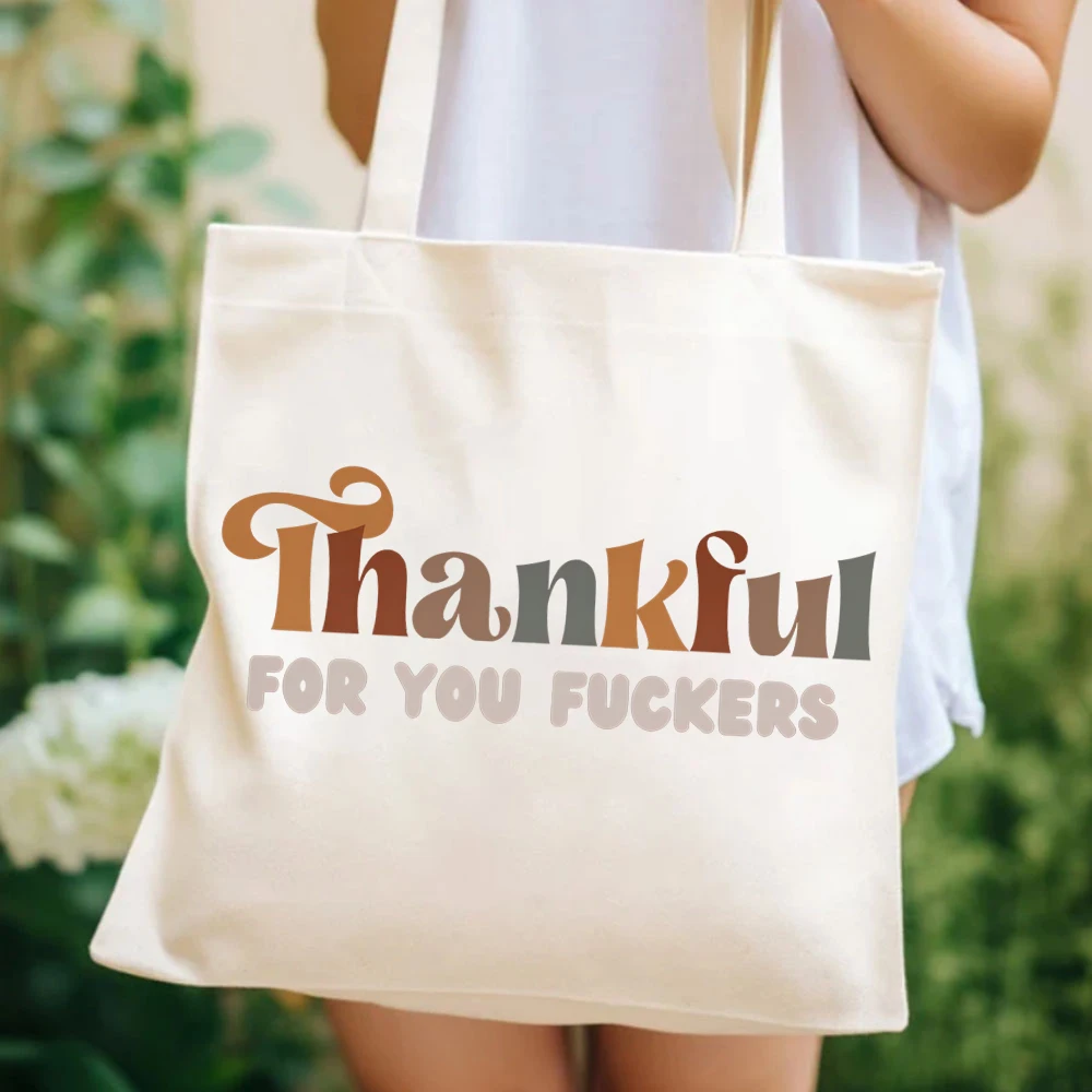 Friendsgiving Bags Thankful for You Fuckers Friendsgiving Tote Bag Funny Thanksgiving Handbag Offensive Inappropriate Snarky Bag