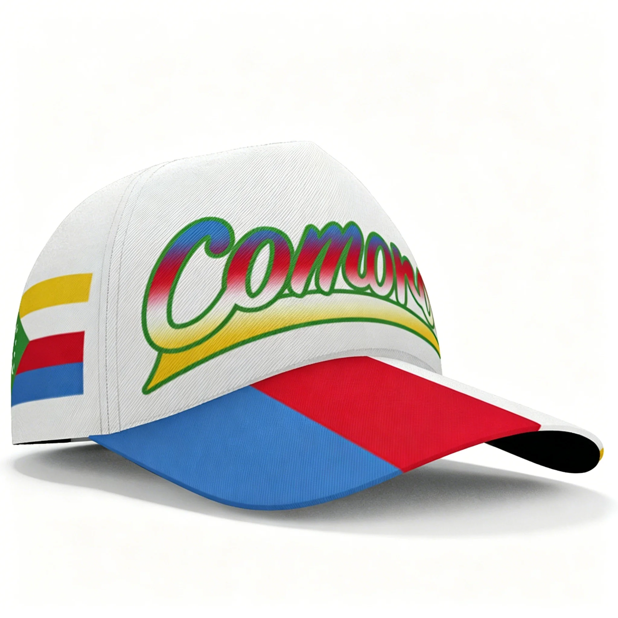 Green Blue Red Comoros National Flag Print Baseball Cap Crescent Star Geometric Block Breathable Casual Travel Sun Hat view 2