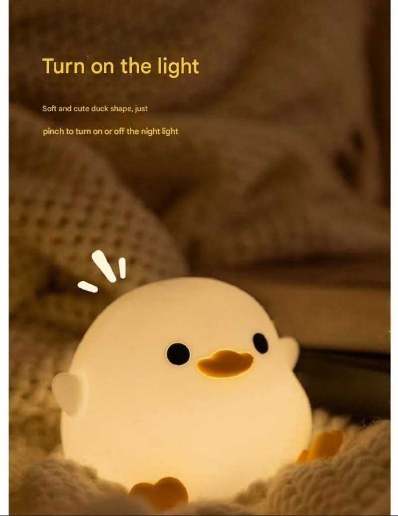 LED ضوء الليل لطيف بطة الكرتون الحيوان سيليكون مصباح الأطفال بات متغير 7 ألوان توقيت USB قابلة للشحن هدية عيد ميلاد
