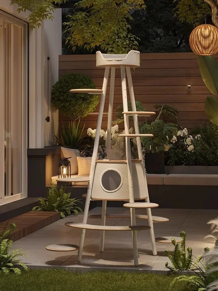 A Jump Cat Climbing Frame Household Minimalist Super Large Cat Tree Integrated Luxury Solid Wood Column