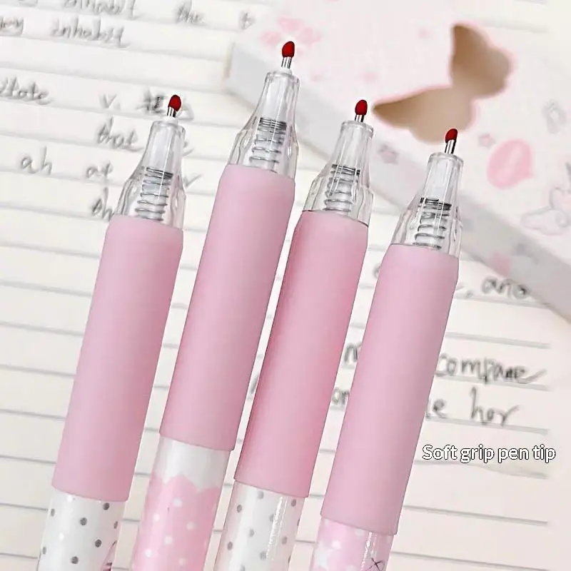 Angel Wings Press Pen High Value Korean Ins Wind Quick Drying Black St Head Student Exam Brush Pen Kawaii Pens