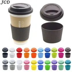 JCD 1Set Universal Silicone Cup Lid + Cup Cover Insulation Anti-Dust Cup Sleeve Coffee Mug Lids Non-slip Water Bottle Sleeve