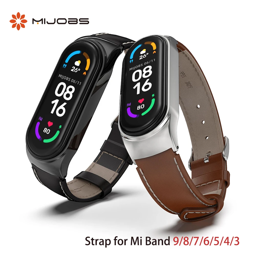 Watchband For Mi Band 10 9 8 Strap Genuine Leather Wristband for Xiaomi Mi Band 9 Bracelet for Mi Smart Band 7 6 Correa Miband 5
