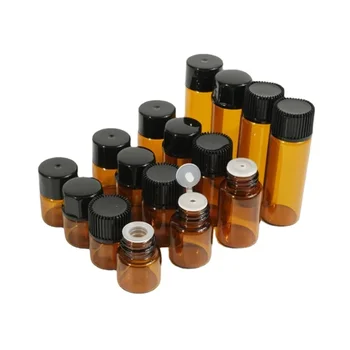 1ml 2ml 3ml 4ml 5ml thin oil bottle Tawny glass clear screw bottle bottling screw cap stock solution small bottle