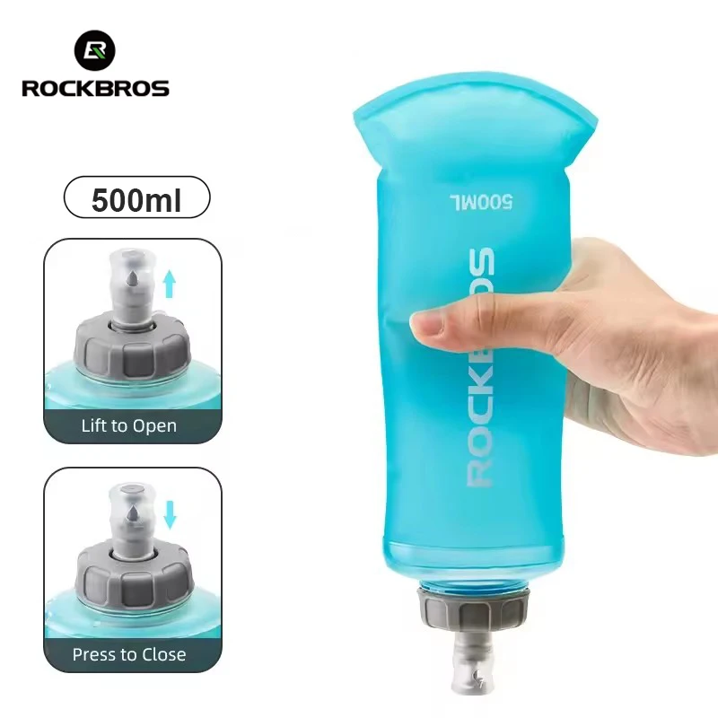 

ROCKBROS 500ml Water Bottle Soft Flask Collapsible TPU BPA Free Outdoor Sports Hydration Pack Running Hiking Cycling Water Bag