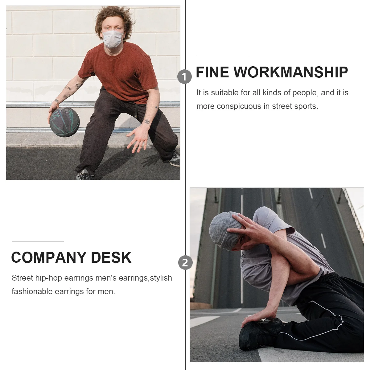 

2Pcs Male Earrings Punk Style Street Style Party Creative Ear Pendants Stylish Ear Accessories Male Eardrop Nightclub Earbob