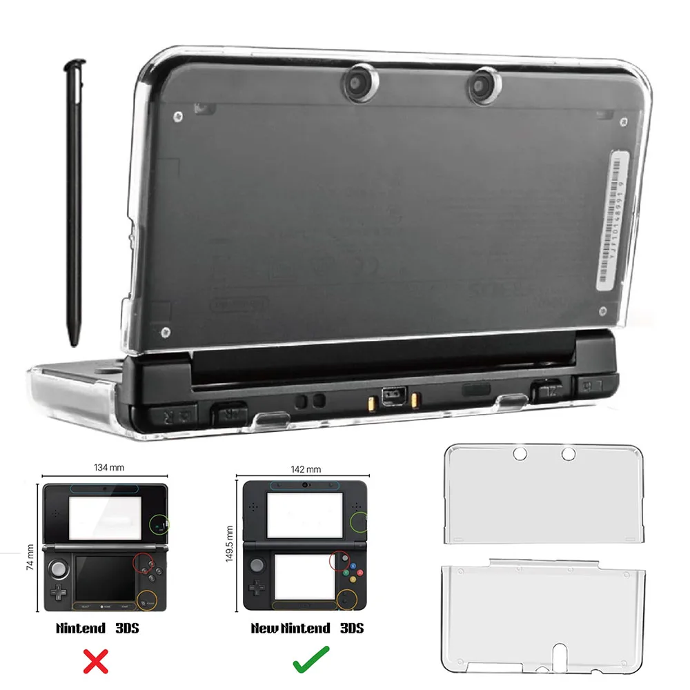 Transparente, klare Schutzhülle für das neue 3DS, klare, harte Schutzhülle für das neue 3DS mit Stylus-Stift, Spielzubehör