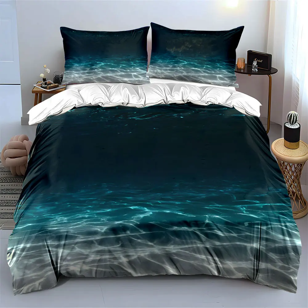 Underwater light reflections. Print Bedding Set 1 Duvet Cover 2 Pillowcases for Adult and Children Luxury Gift Full Size