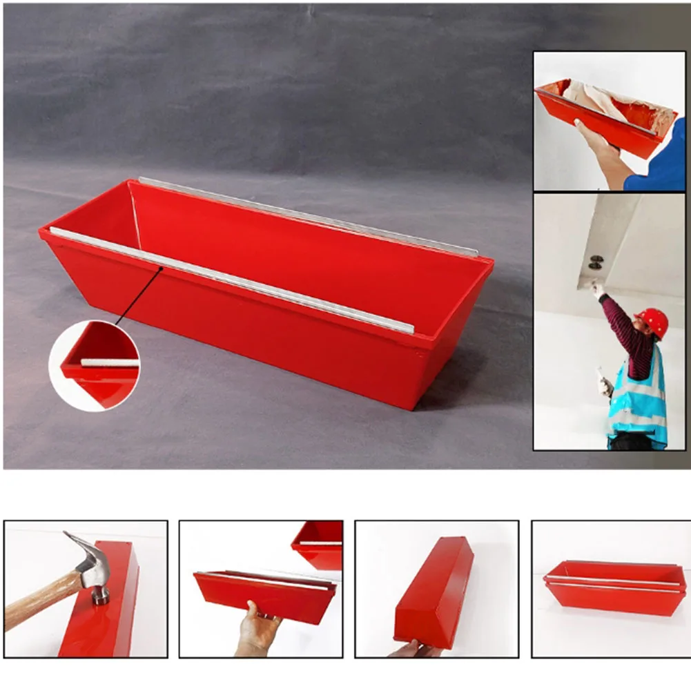 Cement Box Mud Tool Masonry Work Construction Projects Stainless Steel Scraper Tapered Sides Convenient Cleaning