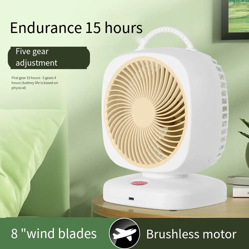 Ventilateur de Table Rotatif existent Portable à Double Couche, Air Silencieux, en Surpoids, Rechargeable par USB, Batterie 62, 5 Vitesses