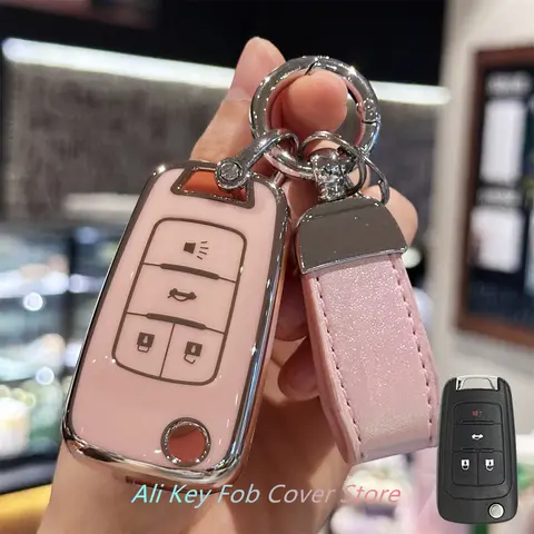 Key Fob Cover Keychain Lanyard for Chevrolet 2010-2019 Impala Camaro Cruze Equinox Malibu Sonic 4 Buttons