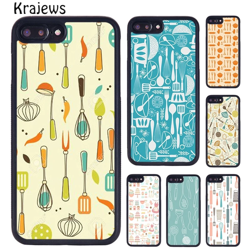 Krajews Vintage Baking Pattern Phone Case Cover For iPhone 16 15 14 plus X XR XS 11 12 13 pro max coque