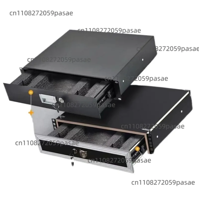 2U Cabinet Drawer With Lock 3U Metal Iron Drawer Microphone Storage Box