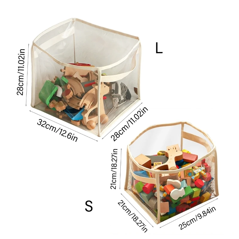 Cestino portaoggetti multiuso trasparente per giocattoli Contenitore pieghevole Custodia portatile perfetta per sale giochi
