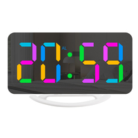 RGB Color Changing Digital Alarm Clock Auto-dimming Dual USB Output HD Mirror Wall-mounted Table Big Screen LED Snooze Clocks