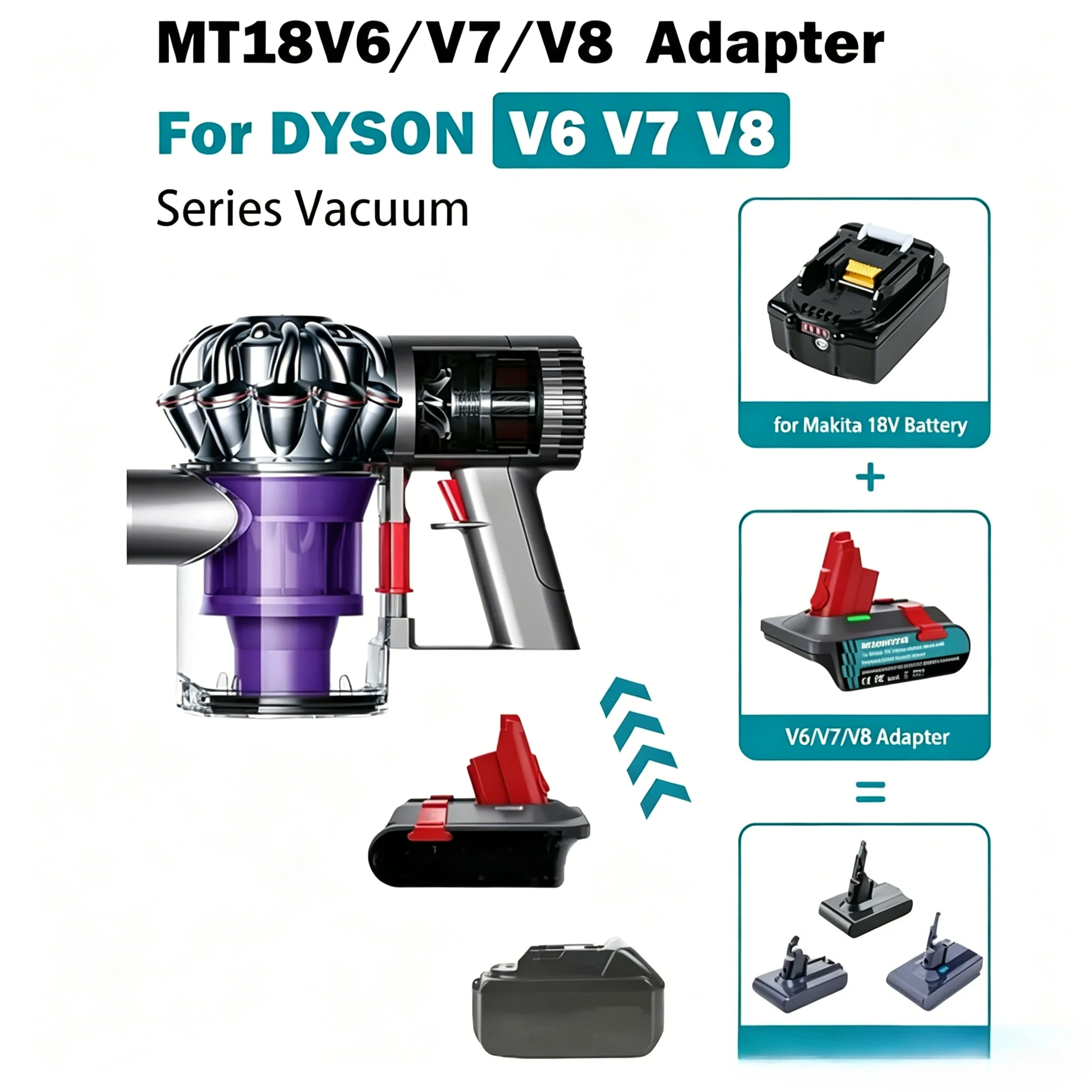 

V6 V7 V8 Battery Adapter for Makita 18V Battery Converter to for Dyson V6 V7 V8 Vacuum Cleaner Tool MT18V6V7V8