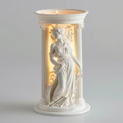 3D Athena Goddess Candle Silicone Mold Greek Athena Statue Roman Column Resin Mold Goddess Woman Sculpture Gypsum Mold