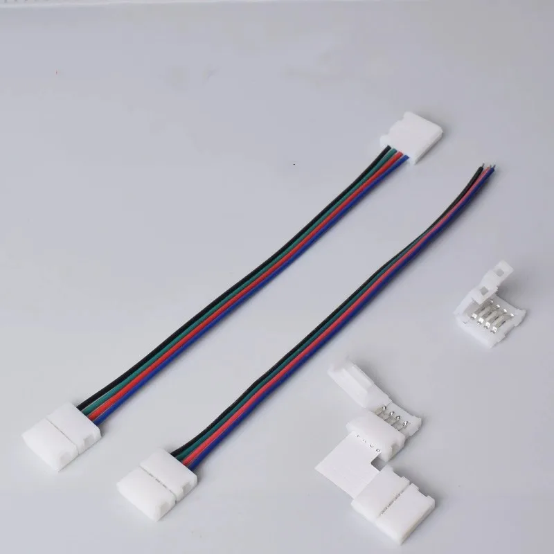 5PCS 10PCS 4 Pin LED Strip Connector T L X Shape 8MM 10MM Free Welding for RGB SMD 5050 2835 LED Strip Light Connector