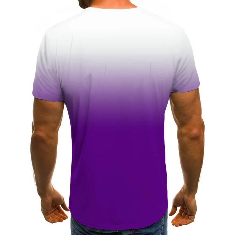 2022 Oversized Men's 3d Gradient T Shirt Casual Solid Color Purple Anime Clothes Hip Hop Printed Clothes