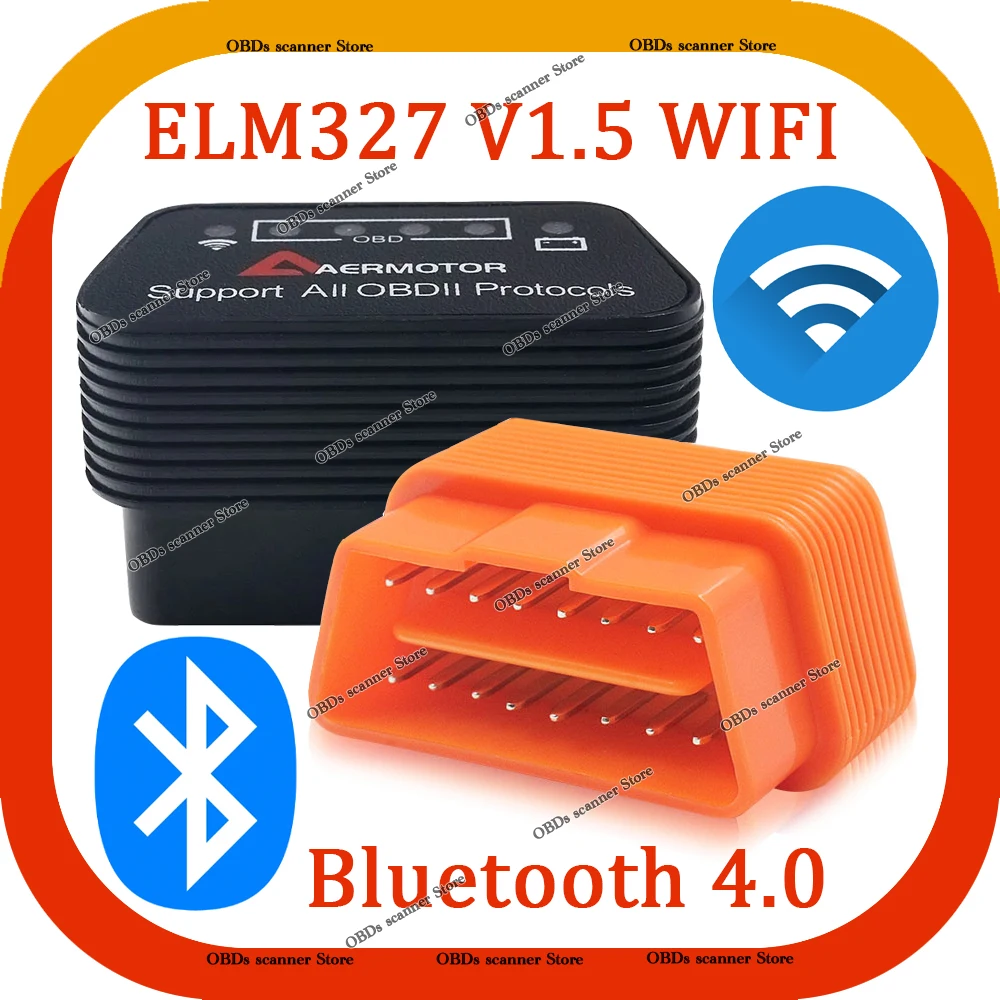 Aermotor ELM327 Bluetooth 4.0 Elm 327 WIFI OBD2 V1.5 Auto Diagnostic Scanner ELM 327 Bluetooth 4 OBDII 1.5 For Android IOS