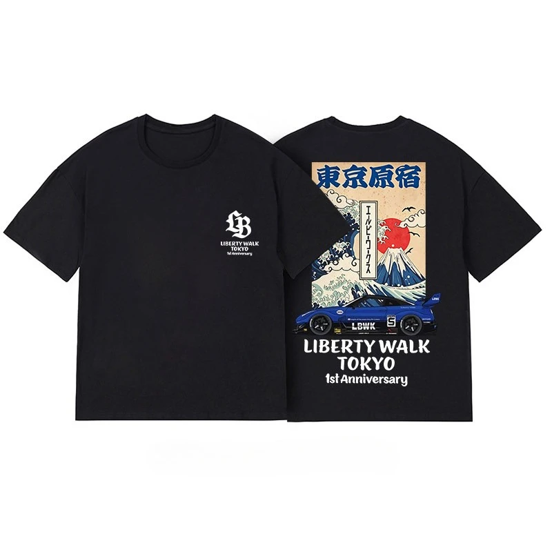 2026 LBWK Tokyo JDM Modifizierte Autokultur Herren- und Damen-Paar Amerikanisches Retro-Streetwear Kurzarm-T-Shirt – Detail 5