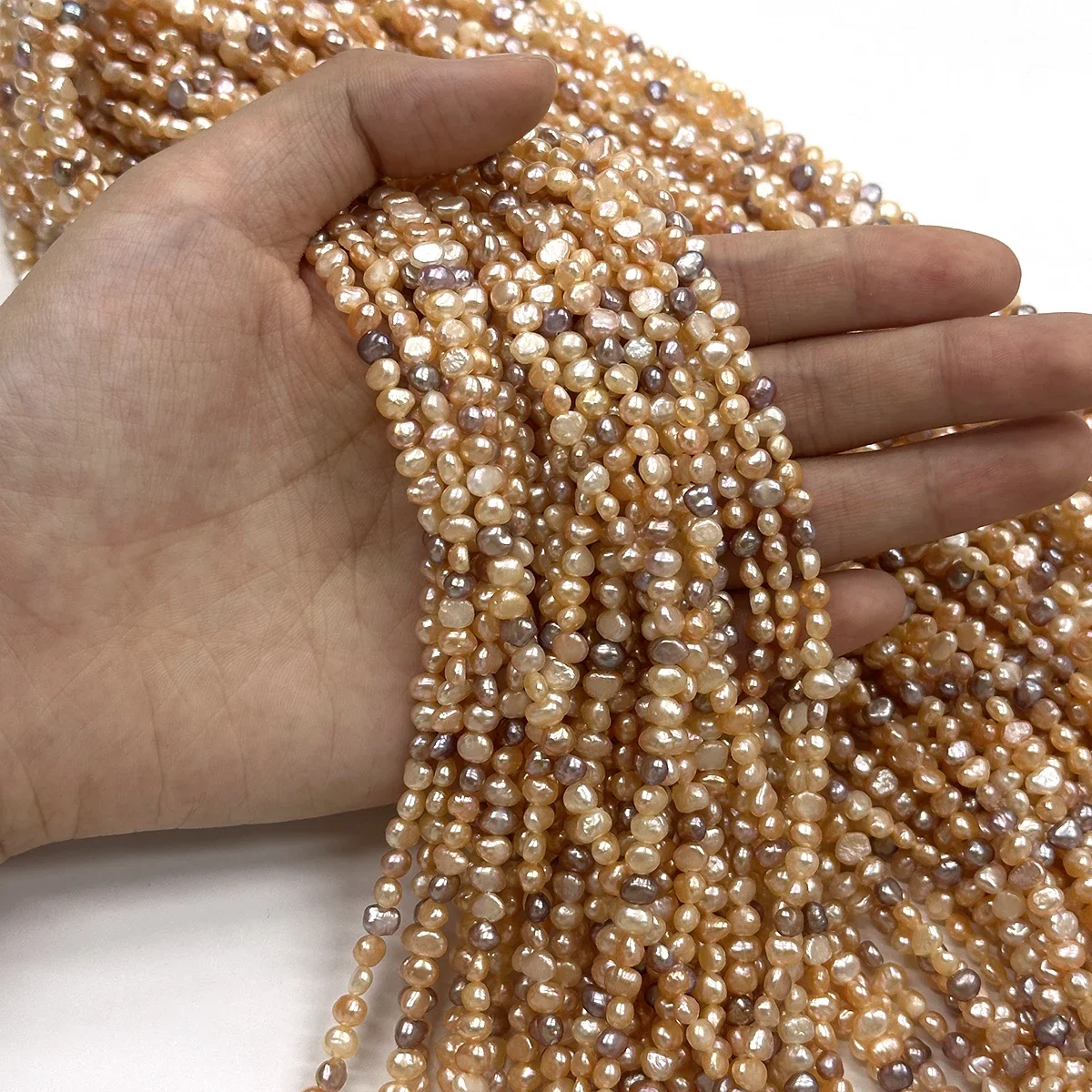 4-5mm Unregelmäßige Natürliche Süßwasserperlen, Halbfertige Perlenstränge für DIY Halsketten Armbänder Schmuckherstellung Zubehör – Detail 7