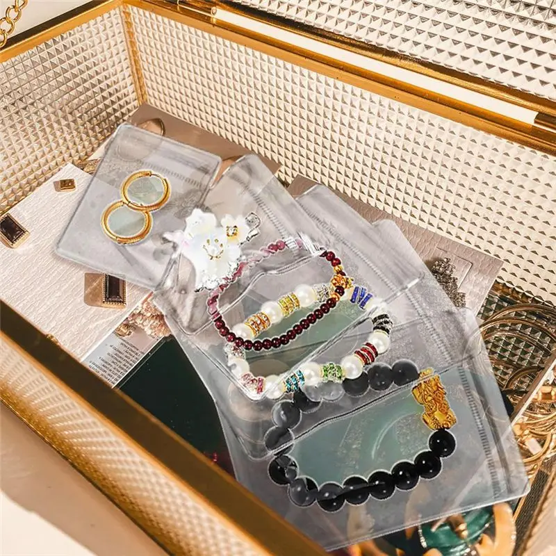 A01F-150Pcs Clear PVC Jewelry Bags Plastic Jewelry Pouches Rings Earrings Storage Bags Anti Tarnish Lock Bags
