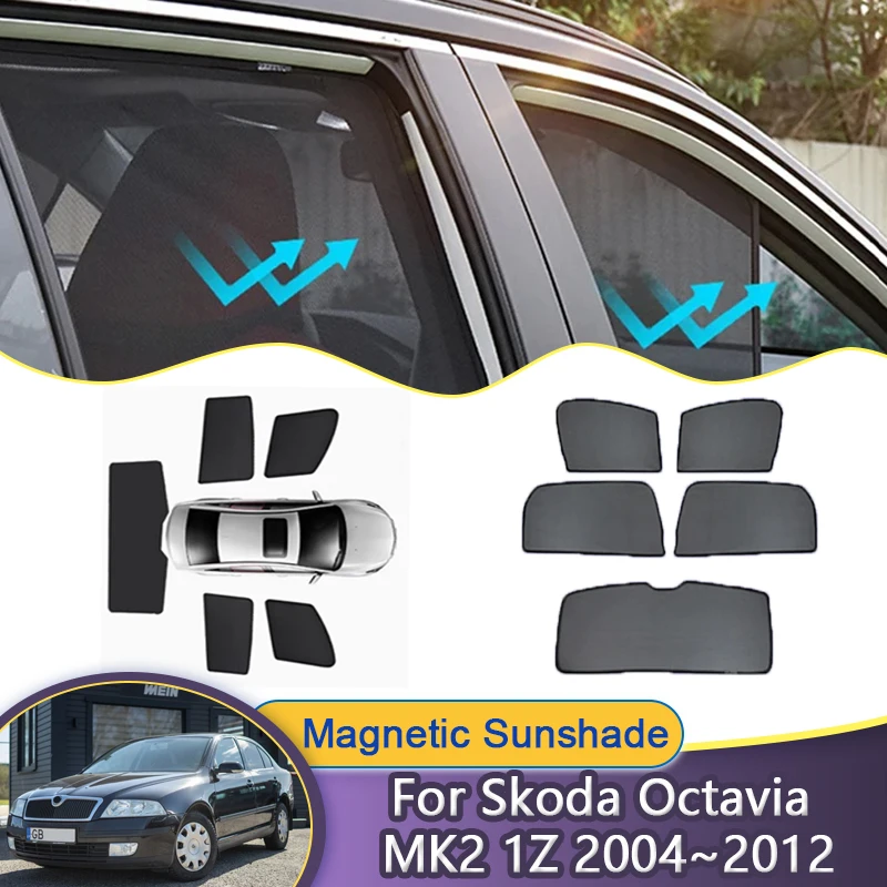 

Автомобильный сетчатый козырек для Skoda Octavia MK2 1Z Sedan 2004 ~ 2012, магнитный солнцезащитный козырек, солнцезащитный козырек, защитная крышка, аксессуары