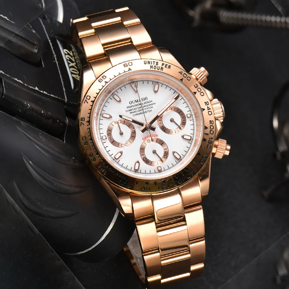 Orologi con movimento VK63 orologi da uomo di lusso orologi in oro rosa orologi impermeabili in vetro zaffiro orologi di fascia alta da 39 mm