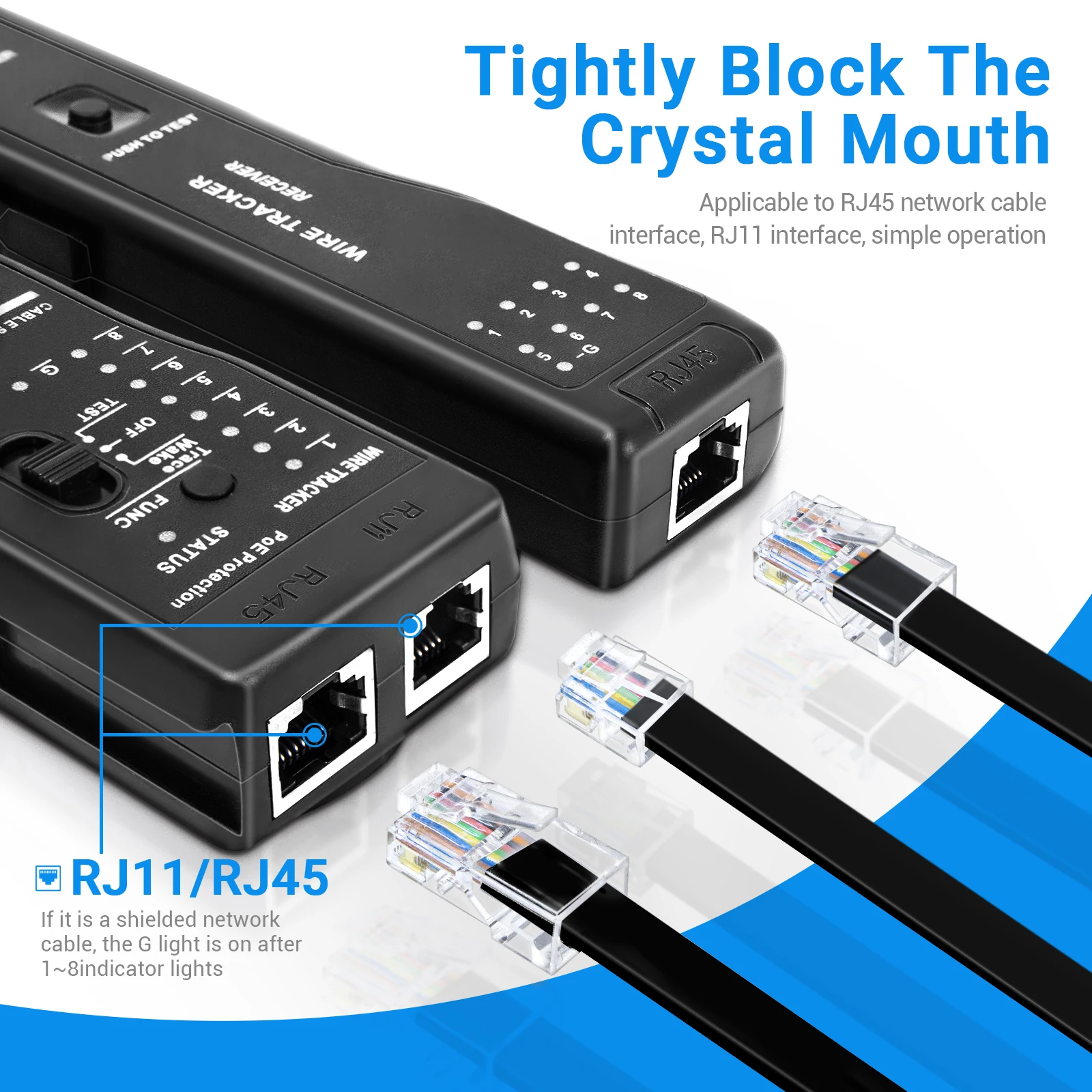 ZoeRax RJ45 RJ11 สมาร์ทเครื่องทดสอบสายเคเบิลเครือข่าย LAN เครื่องทดสอบสายเคเบิล Wire Toner Tracker CAT5 CAT6 พร้อมหูฟังเครื่องทดสอบสายโทรศัพท์
