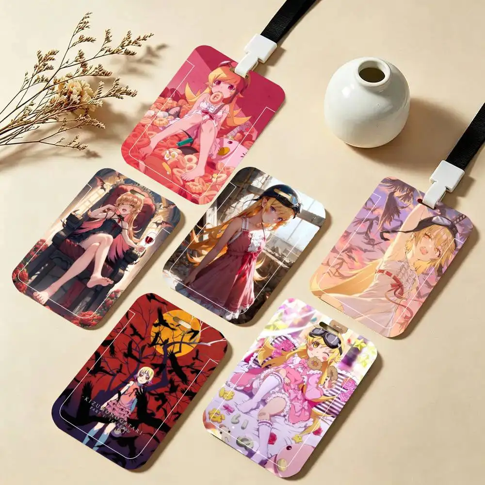 Anime Bakemonogatari ID Card Holder Neck Strap Pendant Door Badge Holder Lanyards Keychain Work Credential Case Gift