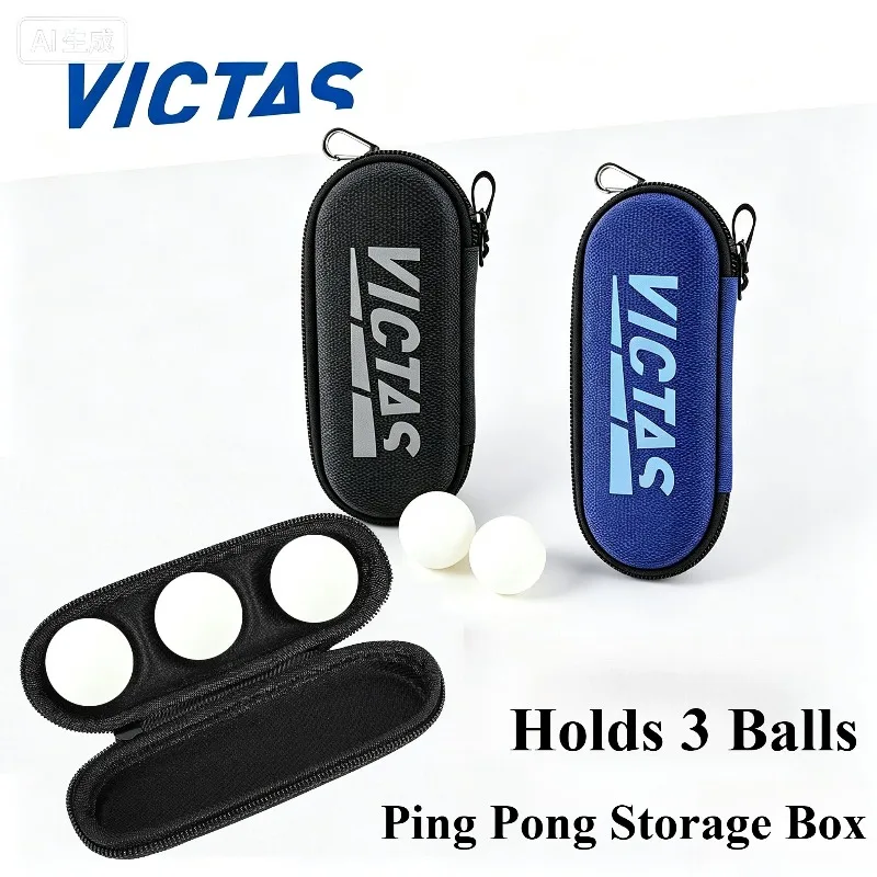 VICTAS Table Tennis Storage Bag Hard Anti‑Pressure Ball Case Holds 3 Balls Portable Durable Zipper Ping‑Pong Storage Bag 1/2pcs