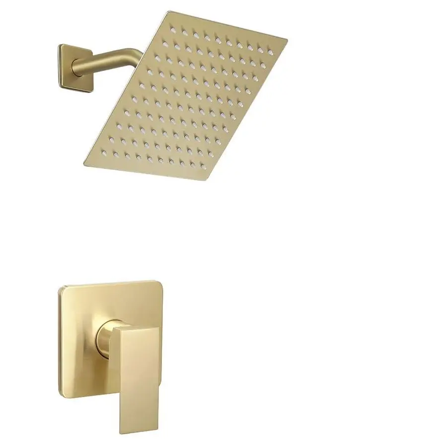 

Gold Shower Faucet Set Bathroom Rainfall 8 Inch Shower Head System Single Handle Shower Trim Kit with Roughin Valve