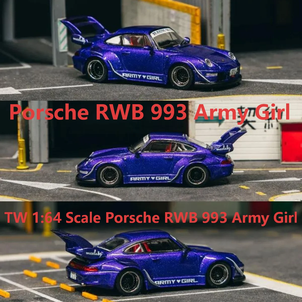 Diecast TW 1:64 Scale Porsche RWB 993 Army Girl Alloy Car Model